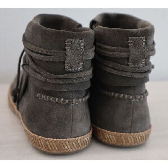 UGG 1019129 Woman’s Sz 5.5 Slate Soft Suede Reid Moccasin Booties - Picture 2 of 15